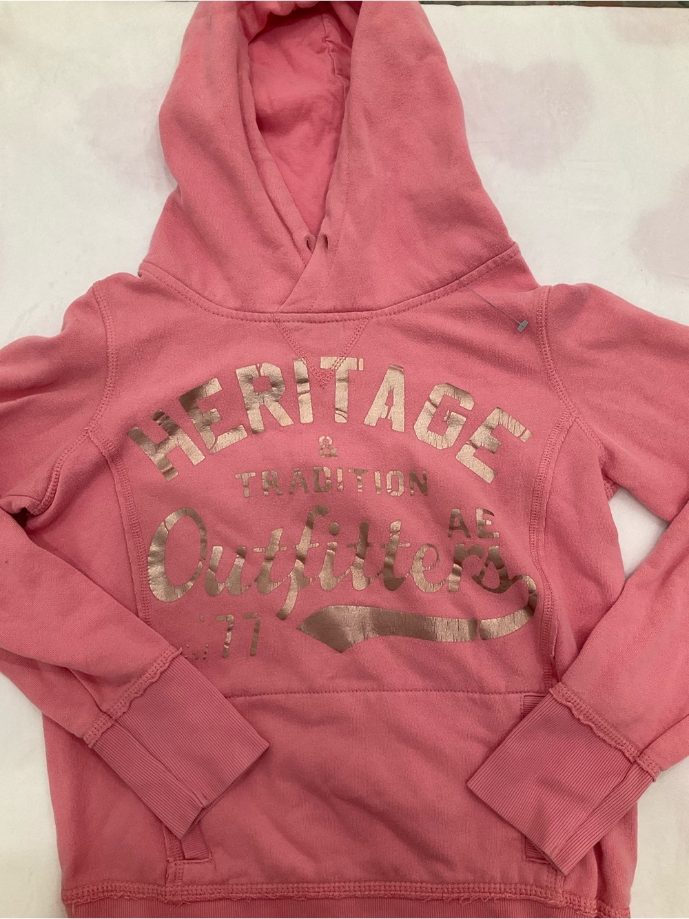 American Eagle Outfitters Pink Hoodie with Metallic Logo